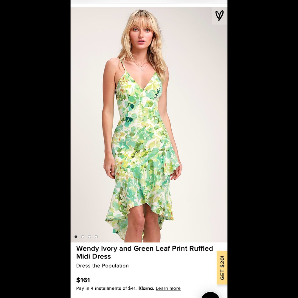 Dress the Population Green Ruffles Dress
